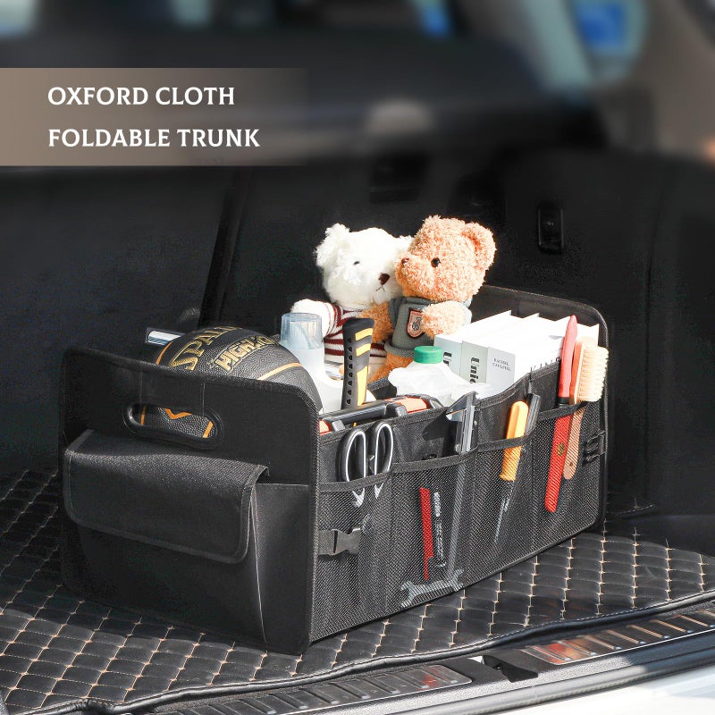 JiatuA Car Trunk Organizer, Car Organizers and Storage Collapsible Multi Compartment Container Box, Adjustable Car Accessories for SUV Sedan Truck, Standard Size, Black - Image 2